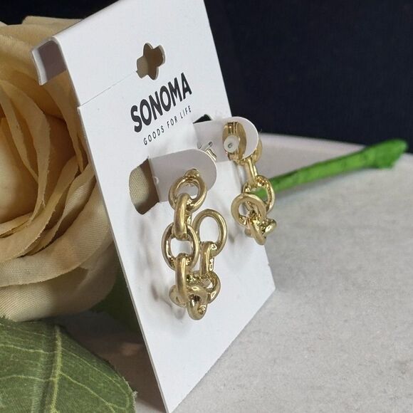 Sonoma Link Style Open Hoop Earrings .75in - Picture 2 of 6